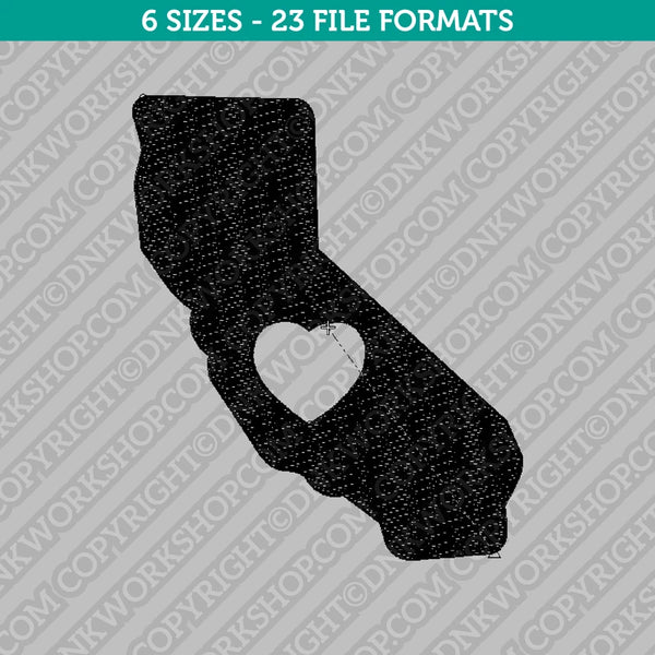 California State Map Heart Embroidery Design - 6 Sizes - INSTANT DOWNLOAD