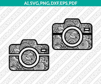 Camera Mandala Zentangle SVG Laser Cut File CNC Plasma Silhouette Cameo Cricut Dxf