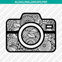 Camera Mandala Zentangle SVG Laser Cut File CNC Plasma Silhouette Cameo Cricut Dxf