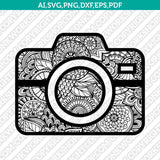 Camera Mandala Zentangle SVG Laser Cut File CNC Plasma Silhouette Cameo Cricut Dxf
