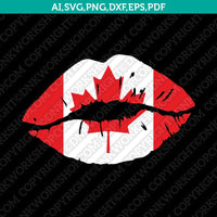 Canada Canadian Flag Lips Shape Heart SVG Vector Silhouette Cameo Cricut Cut File Clipart Dxf Png Eps