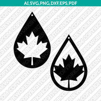 Canada Canadian Maple Leaf Earring Template Svg Laser Cut File Silhouette Cameo Cricut Clipart Eps