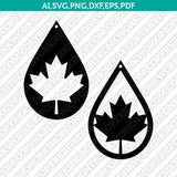 Canada Canadian Maple Leaf Earring Template Svg Laser Cut File Silhouette Cameo Cricut Clipart Eps