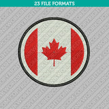 Circle Canada Maple Leaf Flag Embroidery Design - 5 Sizes - INSTANT DOWNLOAD