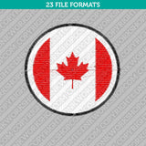 Circle Canada Maple Leaf Flag Embroidery Design - 5 Sizes - INSTANT DOWNLOAD
