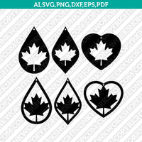 Canada Canadian Maple Leaf Earring Template Svg Laser Cut File Silhouette Cameo Cricut Clipart Eps
