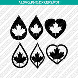 Canada Canadian Maple Leaf Earring Template Svg Laser Cut File Silhouette Cameo Cricut Clipart Eps