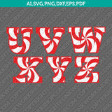 Candy Cane Christmas Letters Font Alphabet Lettering Party SVG Vector Silhouette Cameo Cricut Cut File Clipart Png Eps Dxf