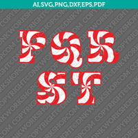 Candy Cane Christmas Letters Font Alphabet Lettering Party SVG Vector Silhouette Cameo Cricut Cut File Clipart Png Eps Dxf