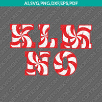 Candy Cane Christmas Letters Font Alphabet Lettering Party SVG Vector Silhouette Cameo Cricut Cut File Clipart Png Eps Dxf
