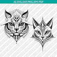 Cat Tribal SVG Mascot Cut File Cricut Clipart Silhouette Png