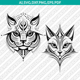 Cat Tribal SVG Mascot Cut File Cricut Clipart Silhouette Png