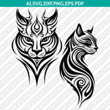 Cat Tribal SVG Mascot Cut File Cricut Clipart Silhouette Png