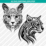 Cat Tribal SVG Mascot Cut File Cricut Clipart Silhouette Png