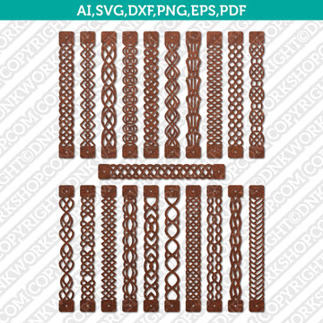 Chain leather bracelet template laser cut design
