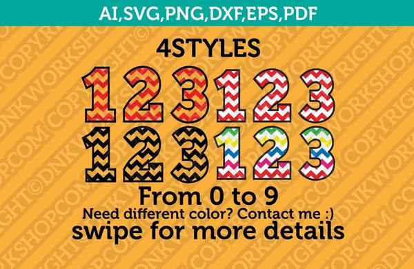 Chevron Numbers SVG Vector Cricut Cut File Clipart Png Eps Dxf