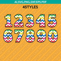 Chevron Numbers SVG Vector Cricut Cut File Clipart Png Eps Dxf