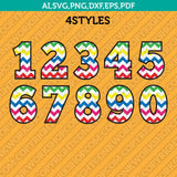 Chevron Numbers SVG Vector Cricut Cut File Clipart Png Eps Dxf