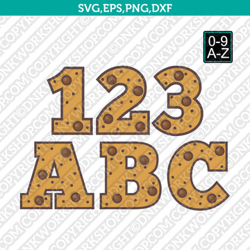 Chocolate chip cookies number and alphabet SVG