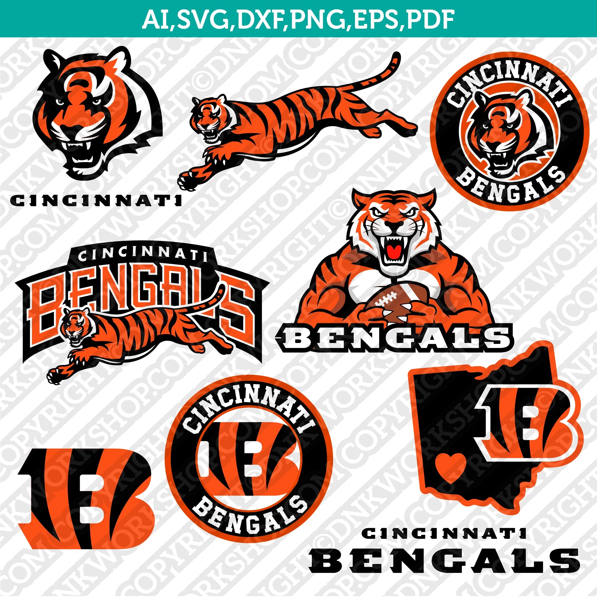 Cincinnati Bengals SVG Bundle – NFL Football Logo Vector Files Cricut –  DNKWorkshop