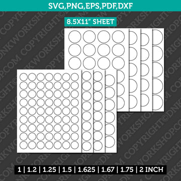1–2 inch circle label sublimation template