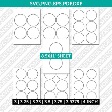 3–4 inch circle label sublimation template