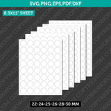 Circle Label Template 22mm–30mm | SVG, PNG, DXF, EPS, PDF | Cricut & Silhouette