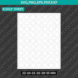 Circle Label Template 22mm–30mm | SVG, PNG, DXF, EPS, PDF | Cricut & Silhouette