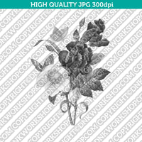 Classic Vintage Printable Wall Art Hand Drawn Painting Botanical Flower Hellebore and Oeillet Plant Digital Download