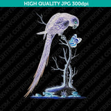 Classic Vintage Printable Wall Art Hand Drawn Painting Animal Bird Parrot Macaw Digital Download