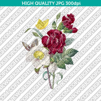 Classic Vintage Printable Wall Art Hand Drawn Painting Botanical Flower Hellebore and Oeillet Plant Digital Download
