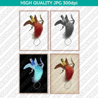 Classic Vintage Retro Printable Wall Art Painting Red Bird Of Paradise Digital Download