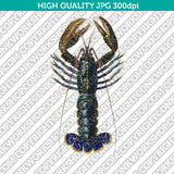 Classic Vintage Printable Wall Art Hand Drawn Painting Animal Crimson Crawfish Digital Download