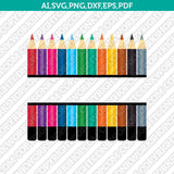 Colored Pencils Split Monogram Svg Cut File School Teacher Silhouette Cameo Vector Cricut Clipart Png Eps Dxf