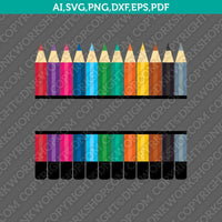Colored Pencils Split Monogram Svg Cut File School Teacher Silhouette Cameo Vector Cricut Clipart Png Eps Dxf