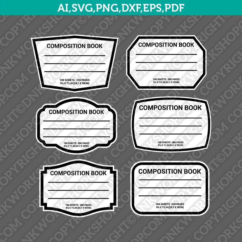 Compostition Notebook Label for Tumblers Sublimation Water Slide SVG S ...