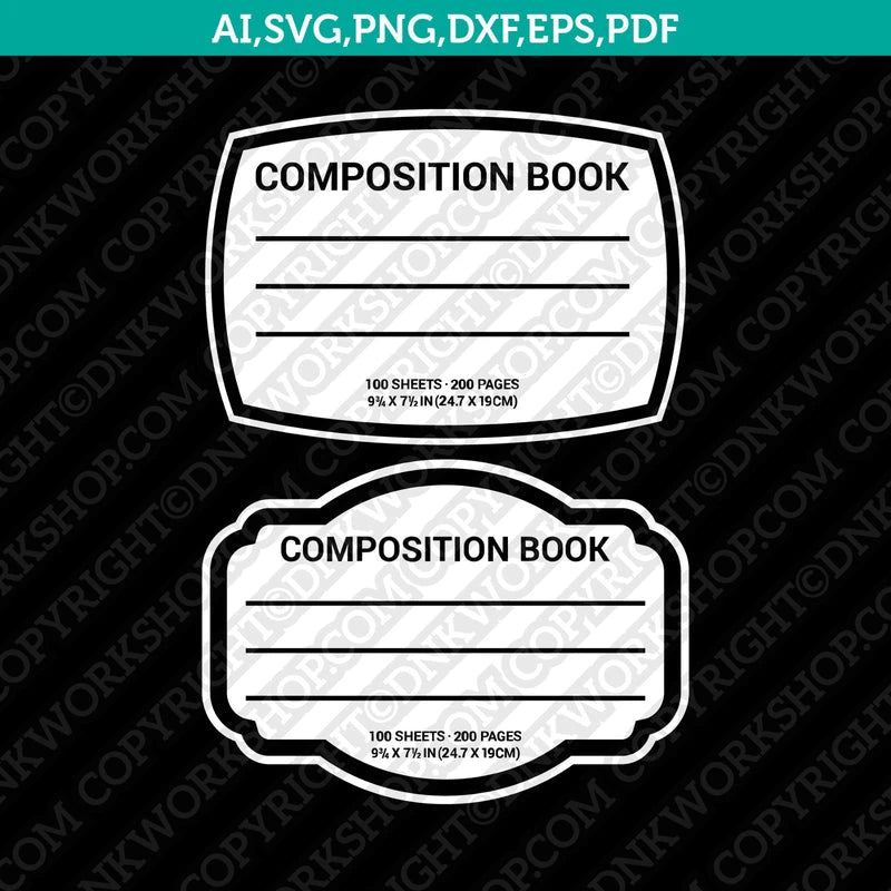 Compostition Notebook Label for Tumblers Sublimation Water Slide SVG S ...