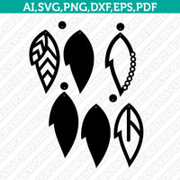 Cork Boho Leaf Earring Template SVG Silhouette Cameo Vector Cricut Laser Cut File Png Eps Dxf