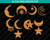 Crescent Moon Earring Svg Laser Cut File Silhouette Cameo Cricut Clipart Png Dxf Eps