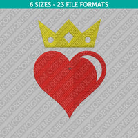 Crowned Heart Embroidery Design - 6 Sizes - INSTANT DOWNLOAD
