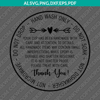 Cup Care Circle Instruction Label Care Card Thank You for Buying Handmade Cup SVG Silhouette Cameo Cricut Cut File Vector Png Eps Dxf