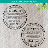 Cup Care Circle Instruction Label Care Card Thank You for Buying Handmade Cup SVG Silhouette Cameo Cricut Cut File Vector Png Eps Dxf