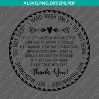 Cup Care Circle Instruction Label Care Card Thank You for Buying Handmade Cup SVG Silhouette Cameo Cricut Cut File Vector Png Eps Dxf