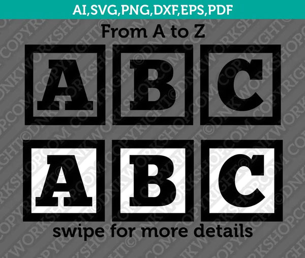 Cute Baby Blocks Babyshower Letters Fonts Alphabet Birthday Party SVG Vector Silhouette Cameo Cricut Cut File Clipart Png Dxf Eps