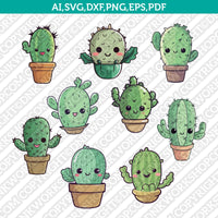 Cute Cactus Svg Cricut Laser Cut File Clipart Silhouette Cameo Vector