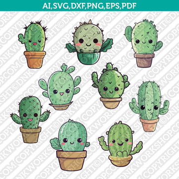 Cute cactus cacti SVG silhouette for Cricut and laser cutting