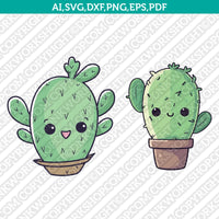 Cute Cactus Svg Cricut Laser Cut File Clipart Silhouette Cameo Vector