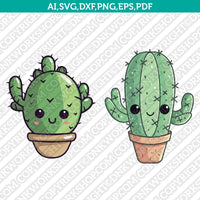 Cute Cactus Svg Cricut Laser Cut File Clipart Silhouette Cameo Vector