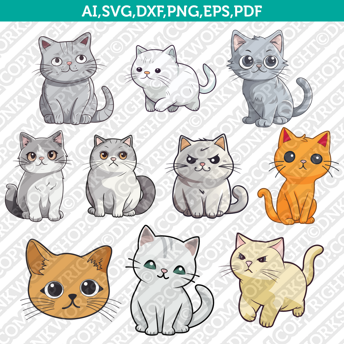 Cute Cat Svg Cricut Laser Cut File Clipart Silhouette Cameo Vector ...