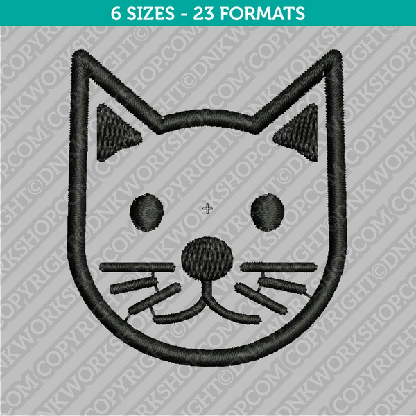 Cute Cat Head Embroidery Design - 6 Sizes - INSTANT DOWNLOAD